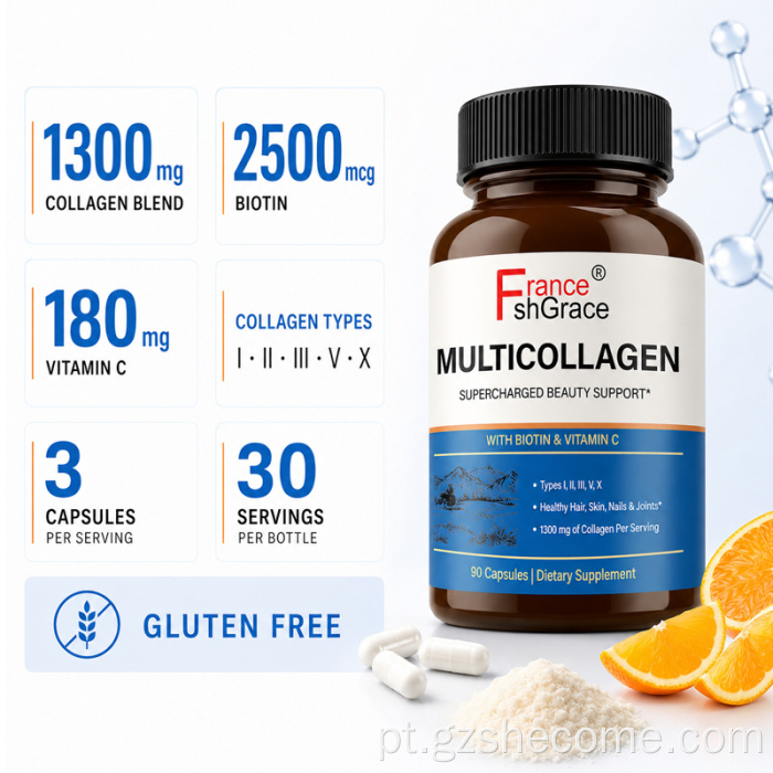 Shecome Multi Collagen Capsules apoia a saúde das unhas